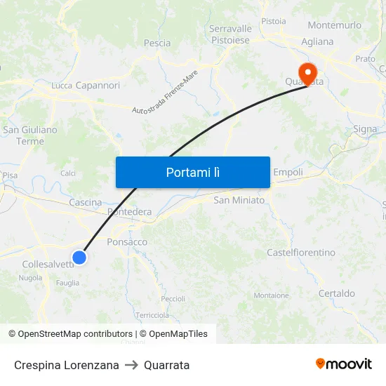 Crespina Lorenzana to Quarrata map