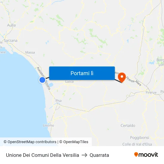Unione Dei Comuni Della Versilia to Quarrata map