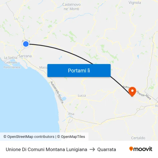 Unione Di Comuni Montana Lunigiana to Quarrata map