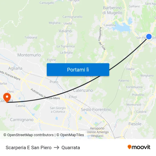 Scarperia E San Piero to Quarrata map