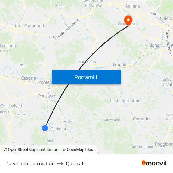 Casciana Terme Lari to Quarrata map