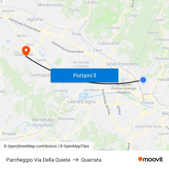 Parcheggio Via Della Quiete to Quarrata map