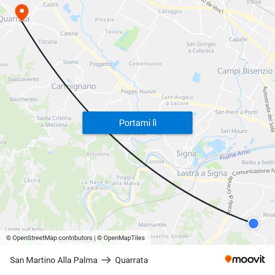 San Martino Alla Palma to Quarrata map
