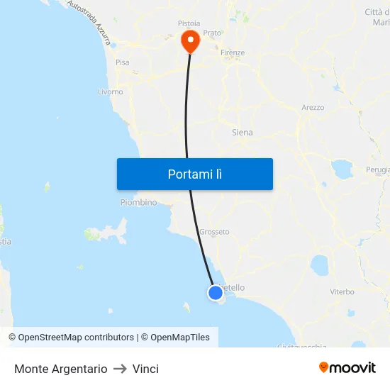 Monte Argentario to Vinci map