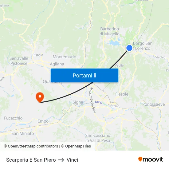Scarperia E San Piero to Vinci map