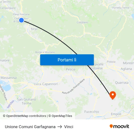 Unione Comuni Garfagnana to Vinci map
