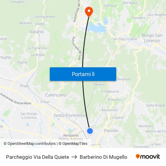 Parcheggio Via Della Quiete to Barberino Di Mugello map