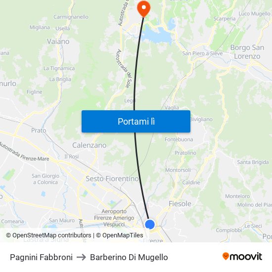 Pagnini Fabbroni to Barberino Di Mugello map