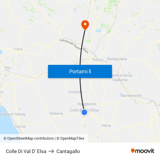 Colle Di Val D' Elsa to Cantagallo map