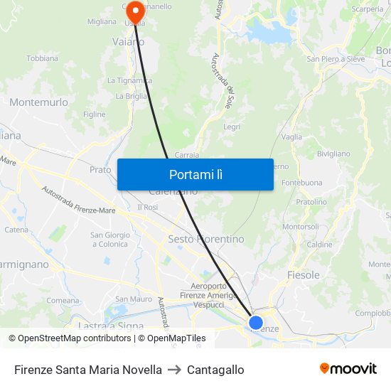 Firenze Santa Maria Novella to Cantagallo map