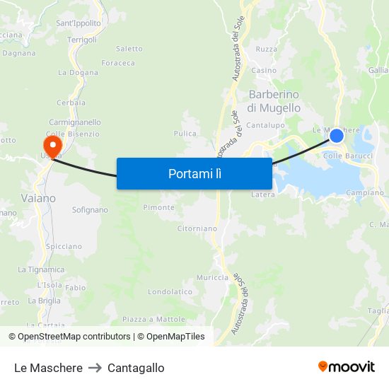 Le Maschere to Cantagallo map