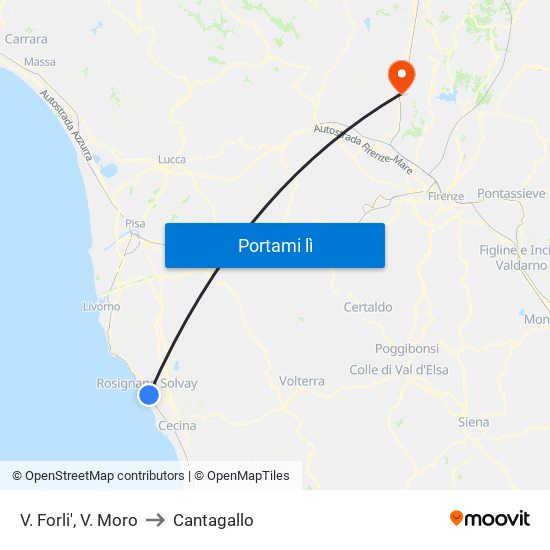 V. Forli',  V. Moro to Cantagallo map