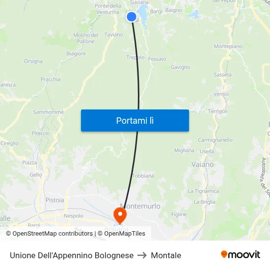 Unione Dell'Appennino Bolognese to Montale map