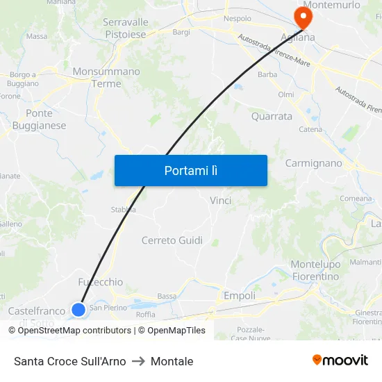 Santa Croce Sull'Arno to Montale map