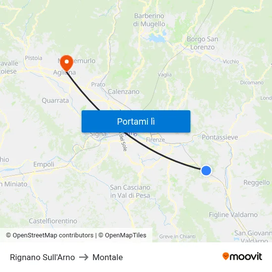 Rignano Sull'Arno to Montale map