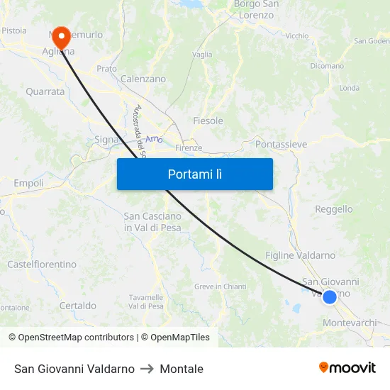 San Giovanni Valdarno to Montale map