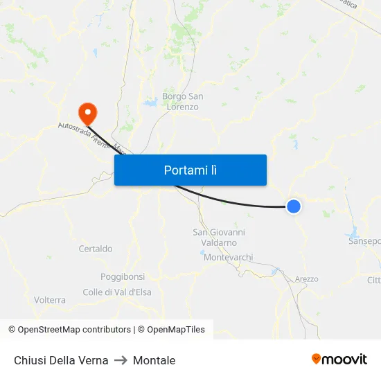 Chiusi Della Verna to Montale map
