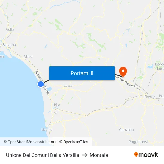 Unione Dei Comuni Della Versilia to Montale map