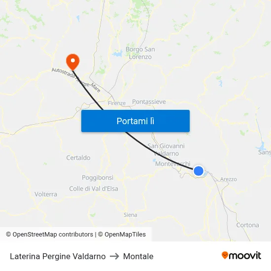 Laterina Pergine Valdarno to Montale map