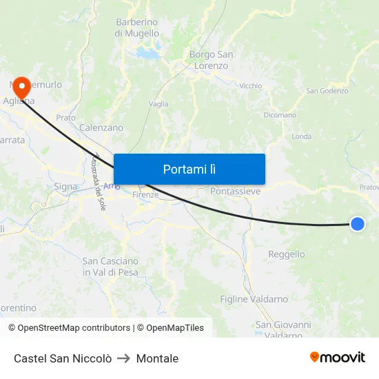 Castel San Niccolò to Montale map