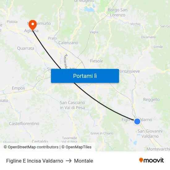 Figline E Incisa Valdarno to Montale map