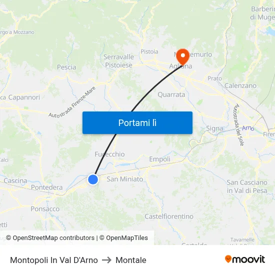 Montopoli In Val D'Arno to Montale map