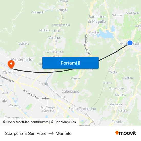 Scarperia E San Piero to Montale map