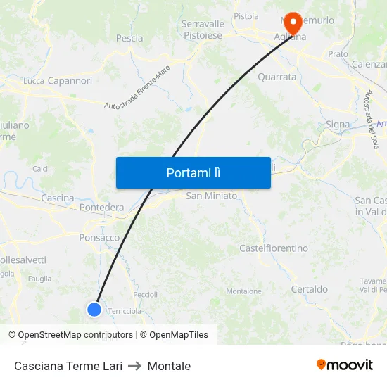 Casciana Terme Lari to Montale map