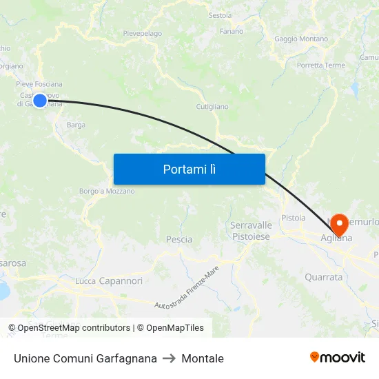 Unione Comuni Garfagnana to Montale map