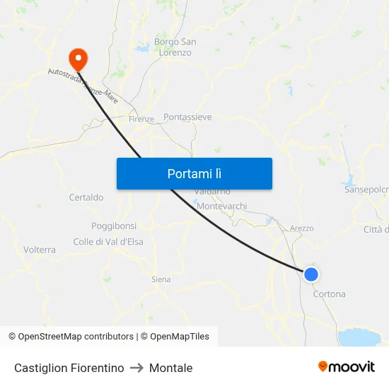 Castiglion Fiorentino to Montale map