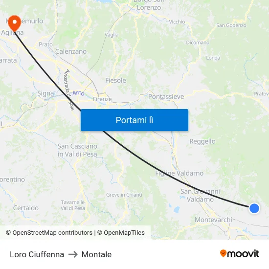 Loro Ciuffenna to Montale map