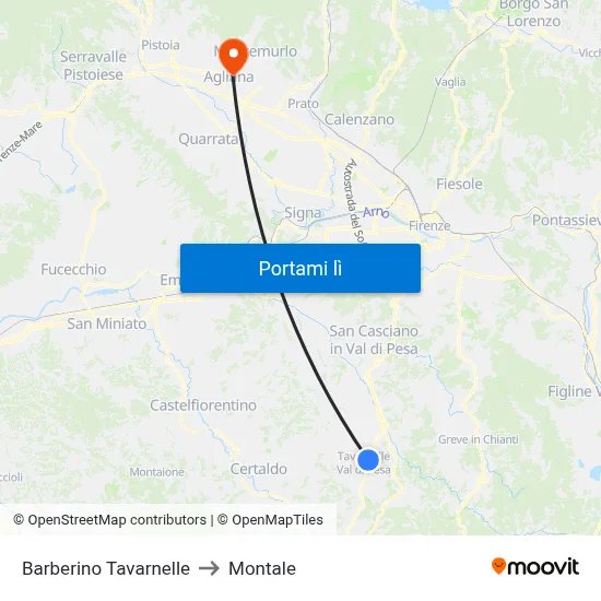 Barberino Tavarnelle to Montale map
