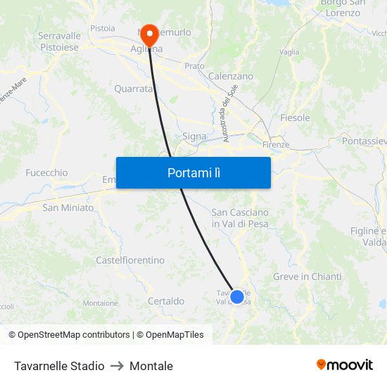 Tavarnelle Stadio to Montale map