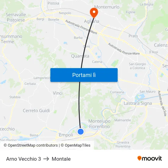 Arno Vecchio 3 to Montale map