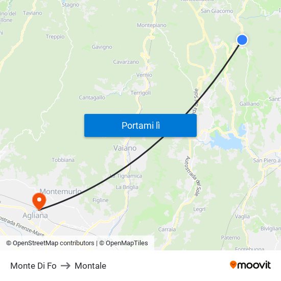 Monte Di Fo to Montale map