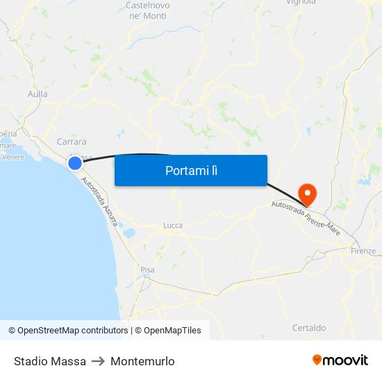 Stadio Massa to Montemurlo map