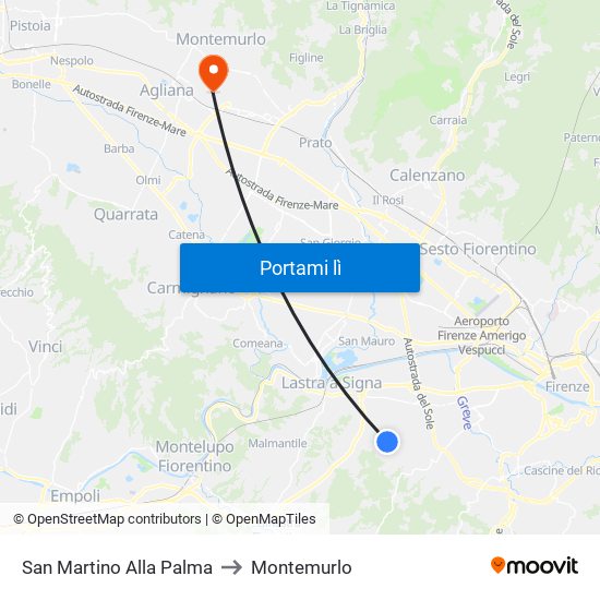 San Martino Alla Palma to Montemurlo map