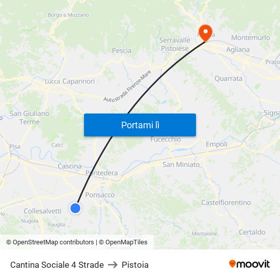 Cantina Sociale 4 Strade to Pistoia map