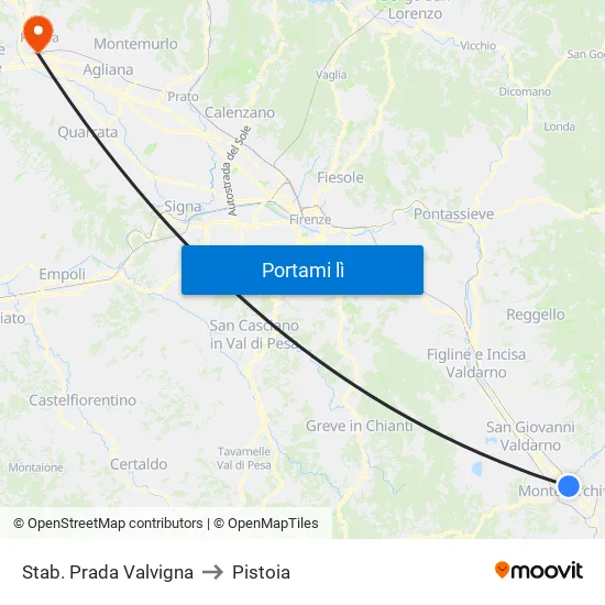 Stab. Prada Valvigna to Pistoia map