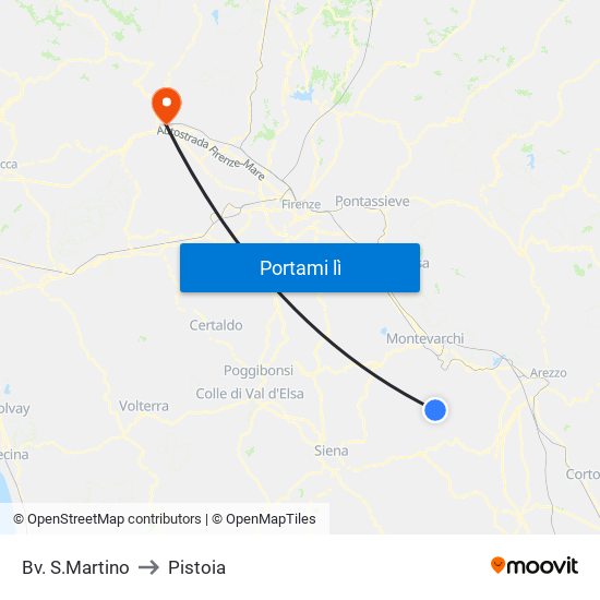 Bv. S.Martino to Pistoia map