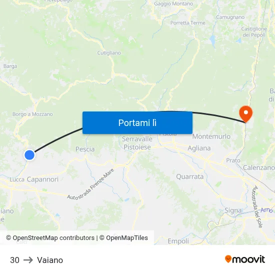 30 to Vaiano map