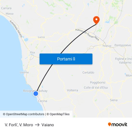 V. Forli',  V. Moro to Vaiano map