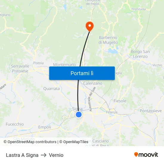 Lastra A Signa to Vernio map