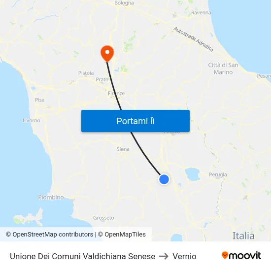 Unione Dei Comuni Valdichiana Senese to Vernio map