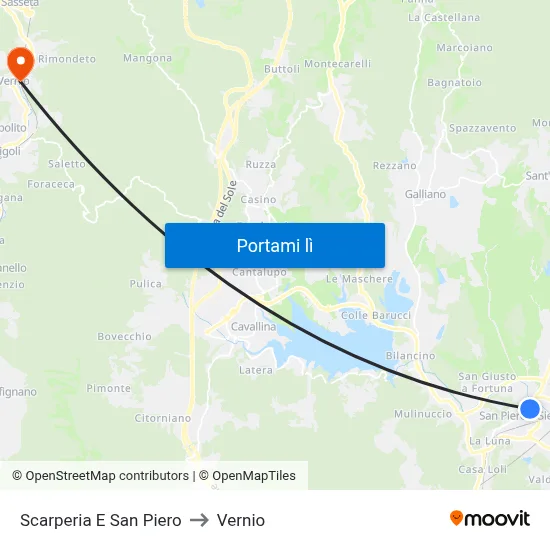 Scarperia E San Piero to Vernio map