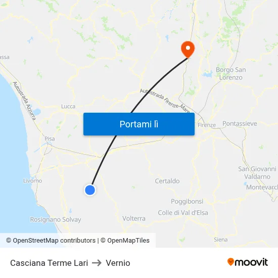 Casciana Terme Lari to Vernio map