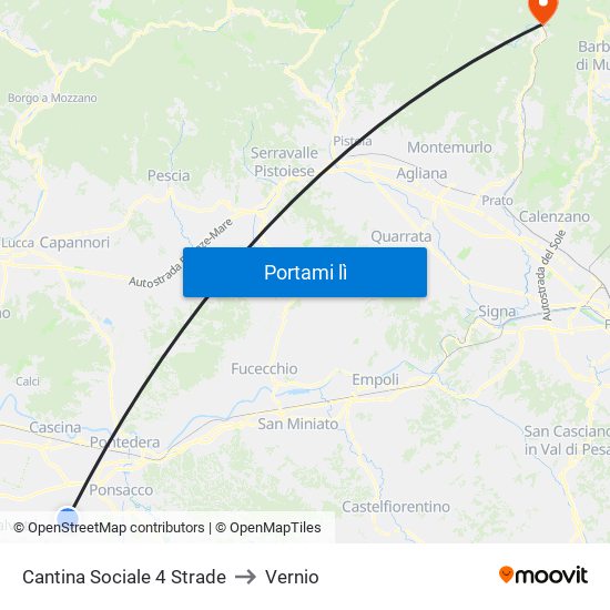 Cantina Sociale 4 Strade to Vernio map