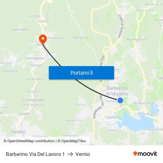Barberino Via Del Lavoro 1 to Vernio map