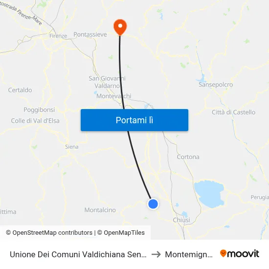 Unione Dei Comuni Valdichiana Senese to Montemignaio map