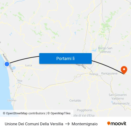 Unione Dei Comuni Della Versilia to Montemignaio map